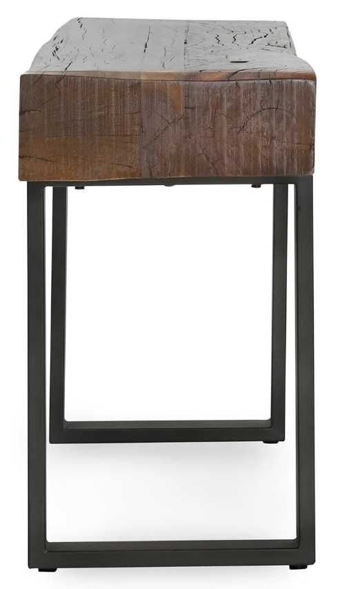 Classic Home Duarte Rustic Brown 60" Console Table with Black Base-3