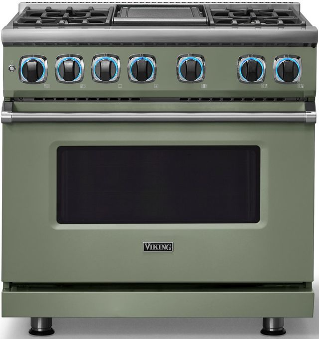 Viking® 7 Series 36" Eucalyptus Pro Style Dual Fuel Range with Griddle-3