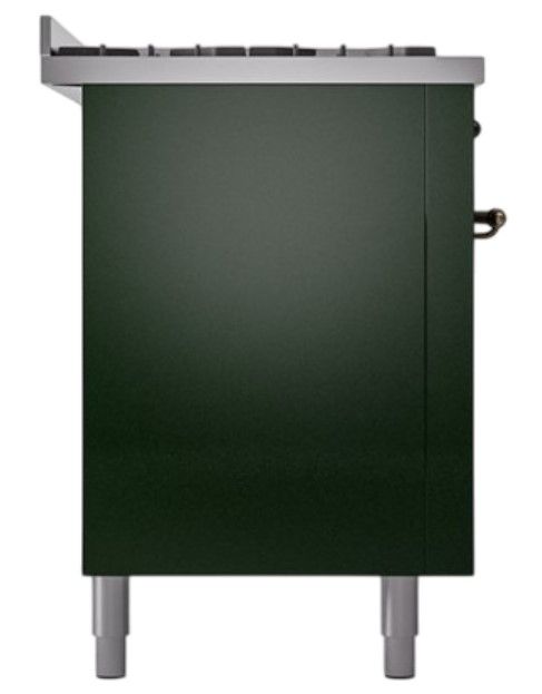 Ilve® Nostalgie II Noblesse 60'' Emerald Green Pro Style Dual Fuel Range with Burnished Trim-2