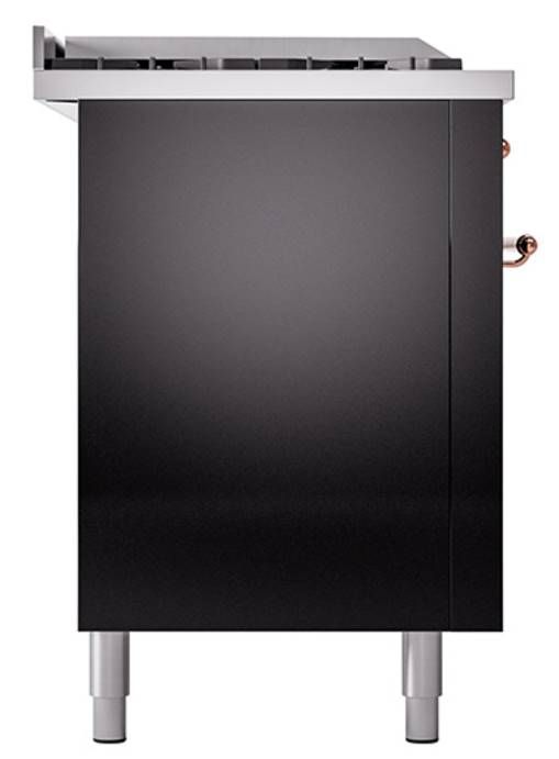 Ilve® Nostalgie II Noblesse 60'' Glossy Black Pro Style Dual Fuel Range with Copper Trim-2