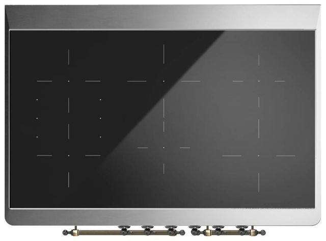 Ilve® Majestic III 40" Glossy Black Pro Style Induction Range with Solid Door and Burnished Trim-2