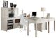 Parker House® Boca 6-Piece Cottage White U-Shape Desk with Credenza File and Hutch Set-0