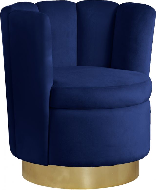 Meridian Furniture Lily Navy Velvet Swivel Chair-0