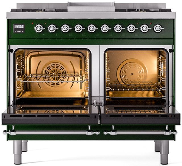 Ilve® Nostalgie II Series 40" Emerald Green Pro Style Dual Fuel Range-1