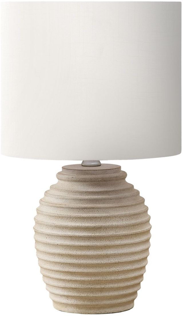 Monarch Specialties Inc. Beige Resin Table Lamp with Ivory Shade-0