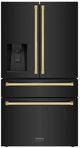 ZLINE Autograph Edition 36" 21.6 Cu. Ft Fingerprint Resistant Black Stainless Steel Counter Depth French Door Refrigerator with Polished Gold Traditional Handles-0