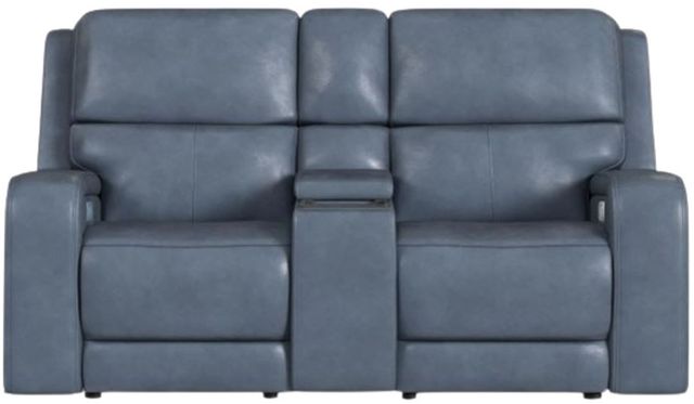 Flexsteel® Oasis Storm Leather Power Reclining Loveseat with Console-1