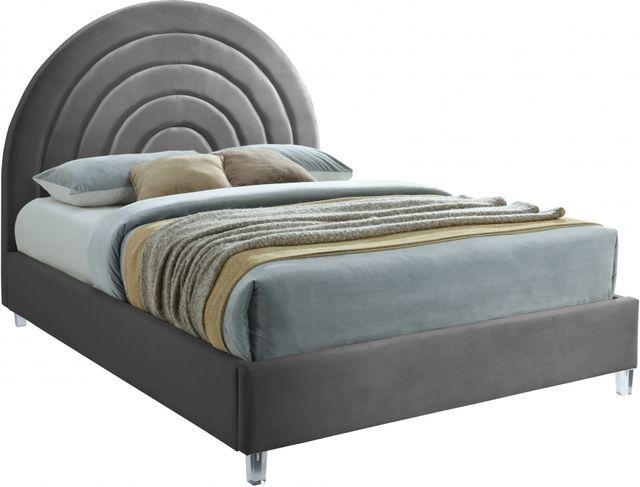 Meridian Furniture Rainbow Gray Full Upholstered Panel Bed-0