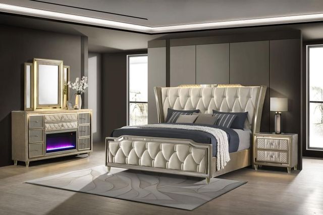 Coaster® Lorient 4-Piece Camel/Ivory California King Panel Bedroom Set-1