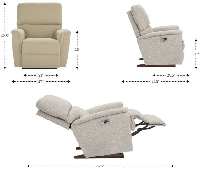 La-Z-Boy® Ava Mineral Leather Power Rocking Recliner with Headrest-2