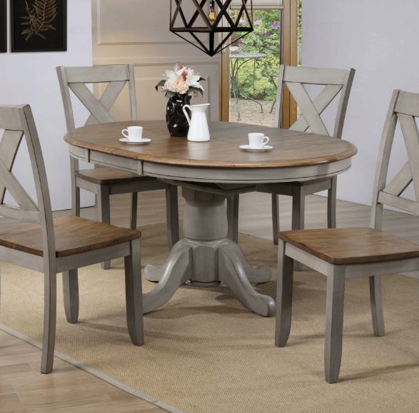 Winners Only® Barnwell Rustic Brown Top Dining Table with Gray Pedestal Base-1