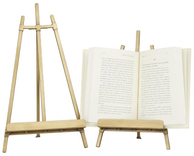 Deco Marche 2-Piece Gold Display Easel with Foldable Stand Set-2