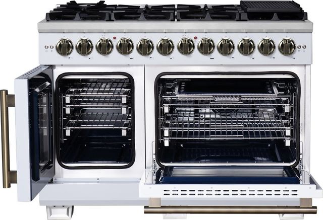 FORNO® Capriasca Series Alta Qualita 48" White Pro Style Dual Fuel Range-3