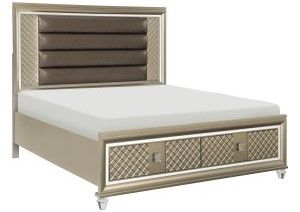 Mazin Furniture Loudon Champagne Eastern King Platform Bed-1