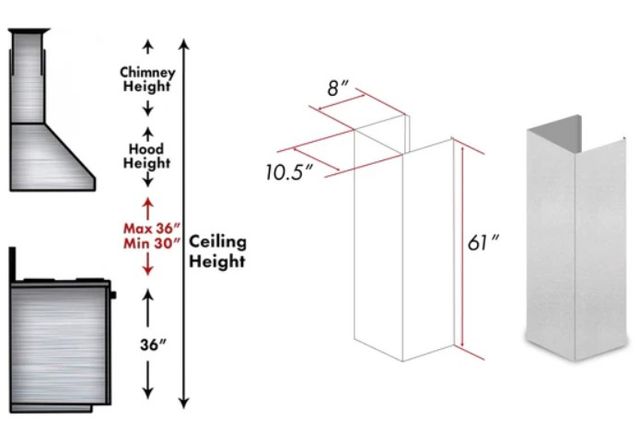 Zline Satin Stainless Steel Chimney Extension-2