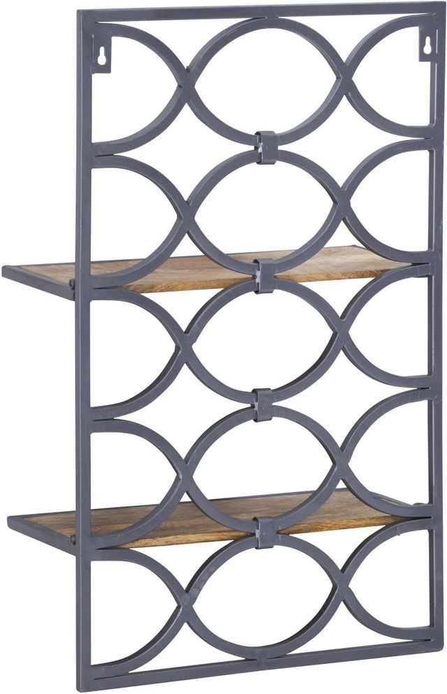 Powell® Wesson Antique Nickel/Natural Wall Shelves-4