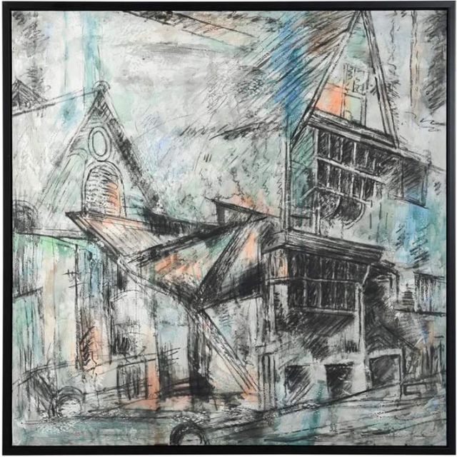 StyleCraft Streetside Sketch Handpainted Canvas Wall Art-0