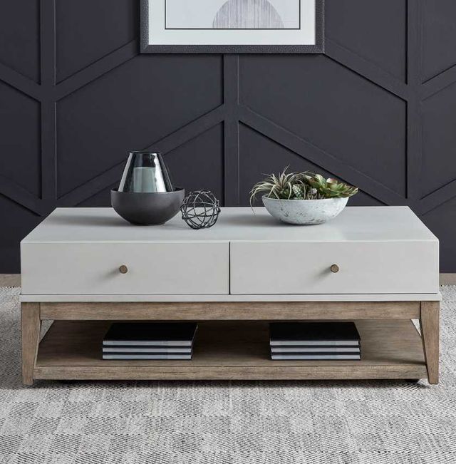 Liberty Furniture Berkley Square Linen Cocktail Table with Khaki Base-1
