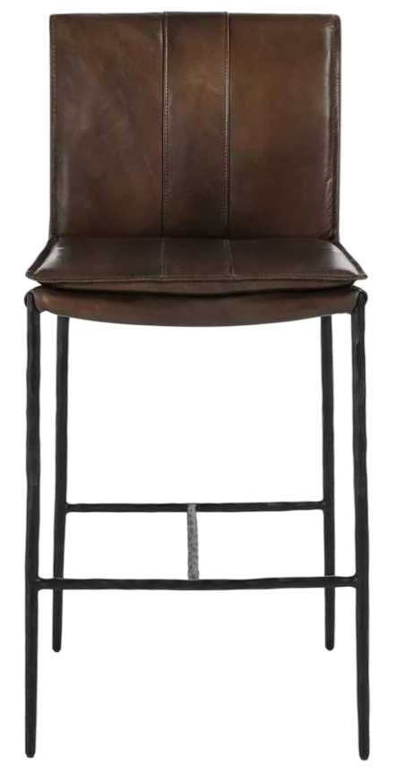 Classic Home Mayer Black/Truffle Brown 26" Leather Counter Stool-2