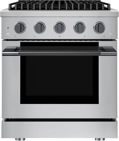 Hauslane HausPro 30" Stainless Steel Pro-Style Dual Fuel Range with Black Stainless Steel Knobs-0