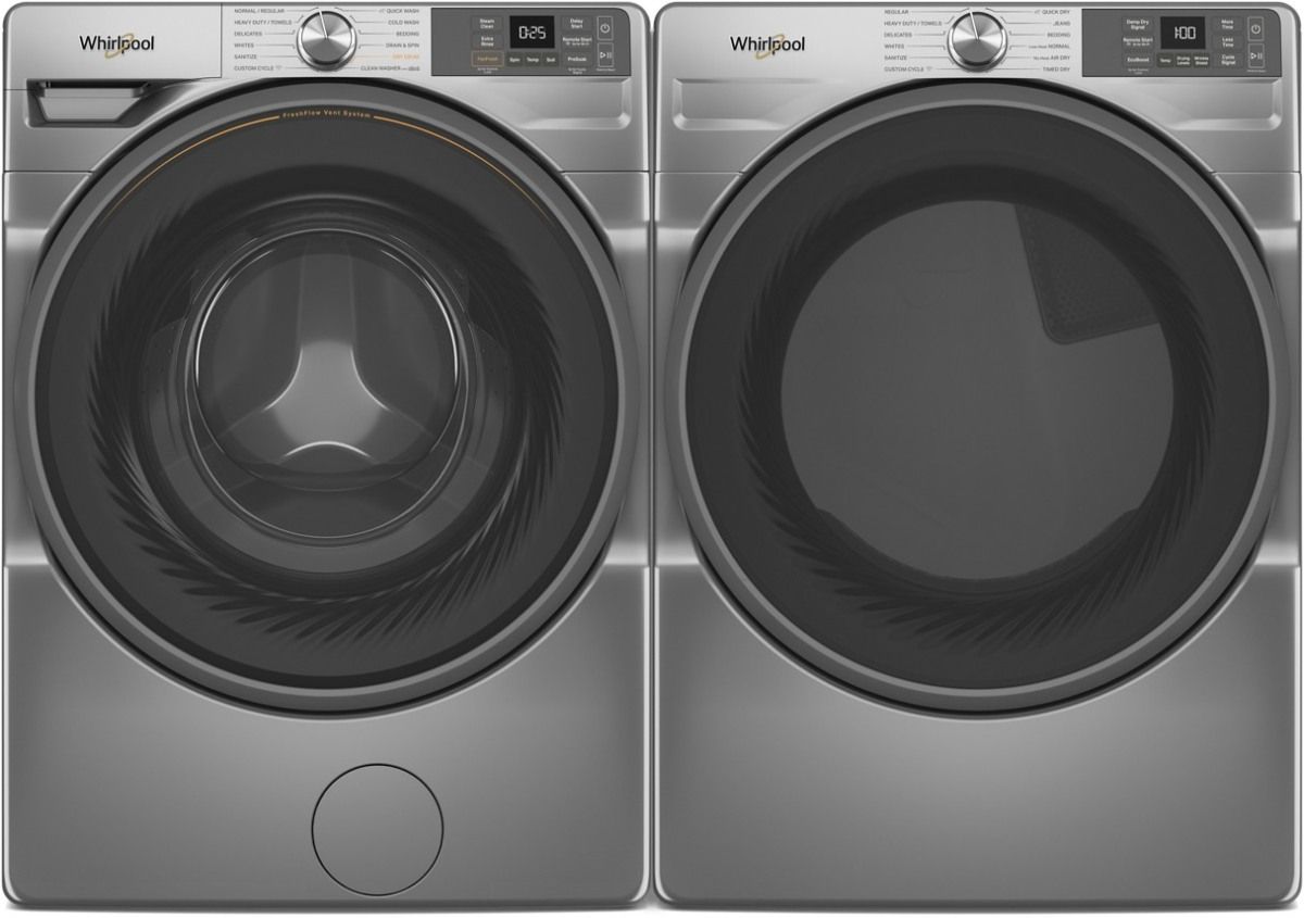 Whirlpool® Radiant Silver Front Load Laundry Pair