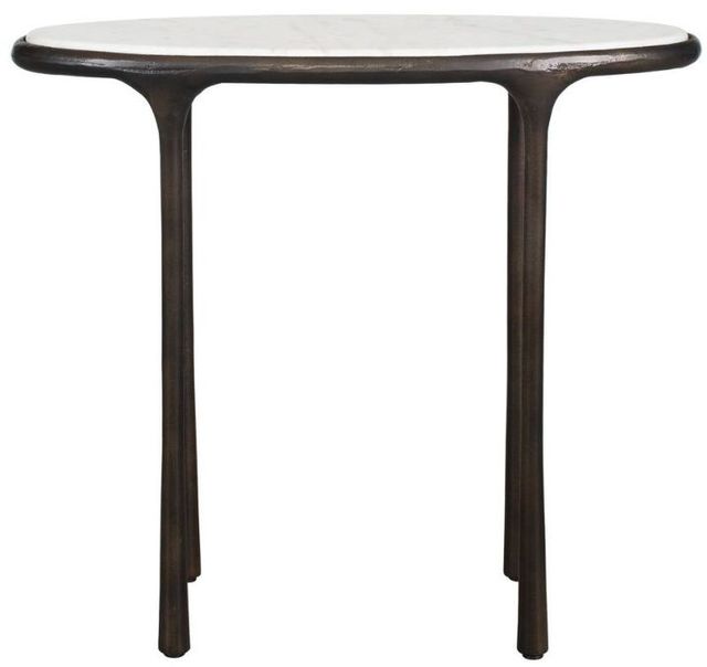 Uttermost® Ata White Accent Table with Dark Bronze Base-3
