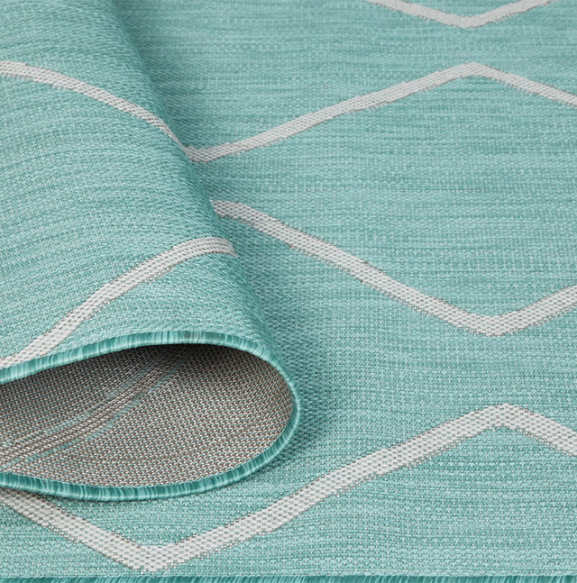 Olliix by Madison Park Azure Aqua/White 5 x 7' Moroccan Tile Indoor/Outdoor Rug-1