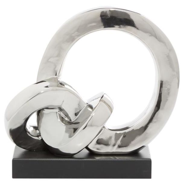Deco Marche Silver Abstract Link Decorative with Black Base-1