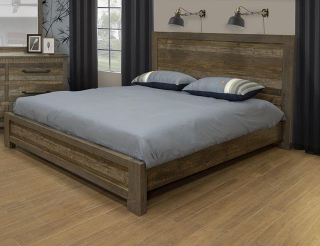International Furniture Direct Loft Brown Brown/Gray Eastern King Low Profile Panel Bed-1