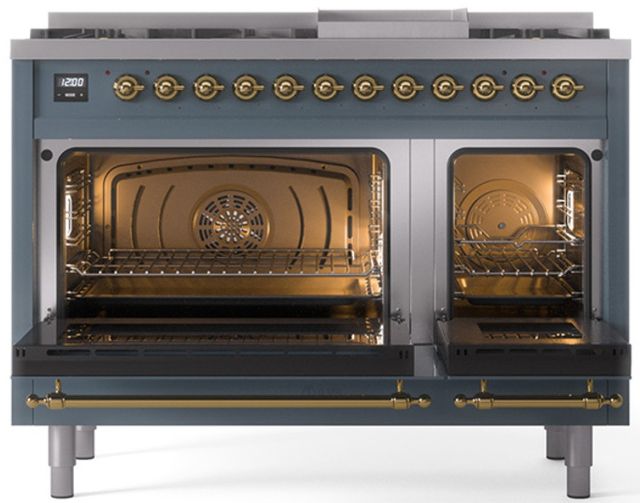 Ilve® Nostalgie II Series 48" Blue Gray Pro Style Dual Fuel Range-1
