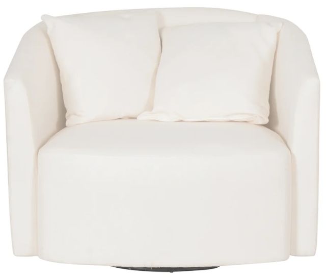 Powell® Ruby White Sherpa Swivel Chair-3