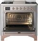 Ilve® Majestic III 36'' Stainless Steel Pro Style Dual Fuel Liquid Propane Range with Triple Glass Door and Copper Trim-2