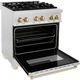 ZLINE Autograph Edition Legacy 30" Satin Stainless Steel Pro-Style Dual Fuel Range with Electric Convection Oven and Polished Gold Accents-1