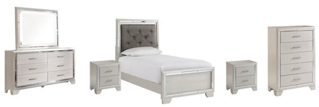 Signature Design by Ashley® Lonnix 6-Piece Silver Twin Panel Bed Set-0