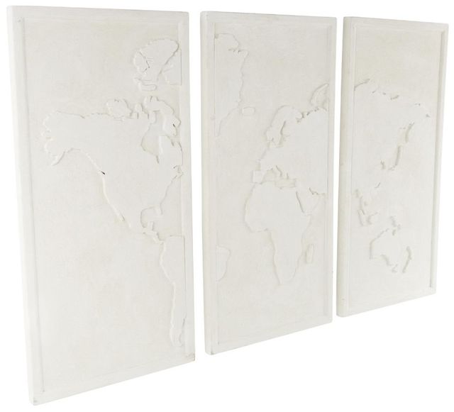 Deco Marche 3-Piece White World Map 3D Wall Decor Set-1