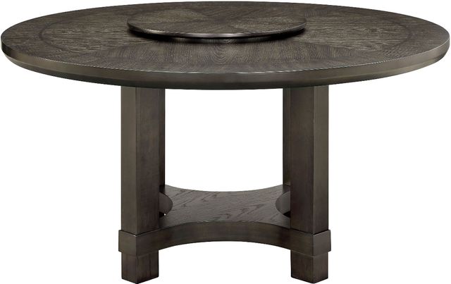 Crown Mark Jeffries Dark Brown Round Dining Table with Lazy Susan-3