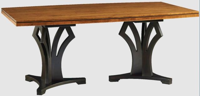 Urban Collections by Yutzy Woodworking Retreat Cherry Dining Table with Seely Trieste Onyx Double Pedestal-0