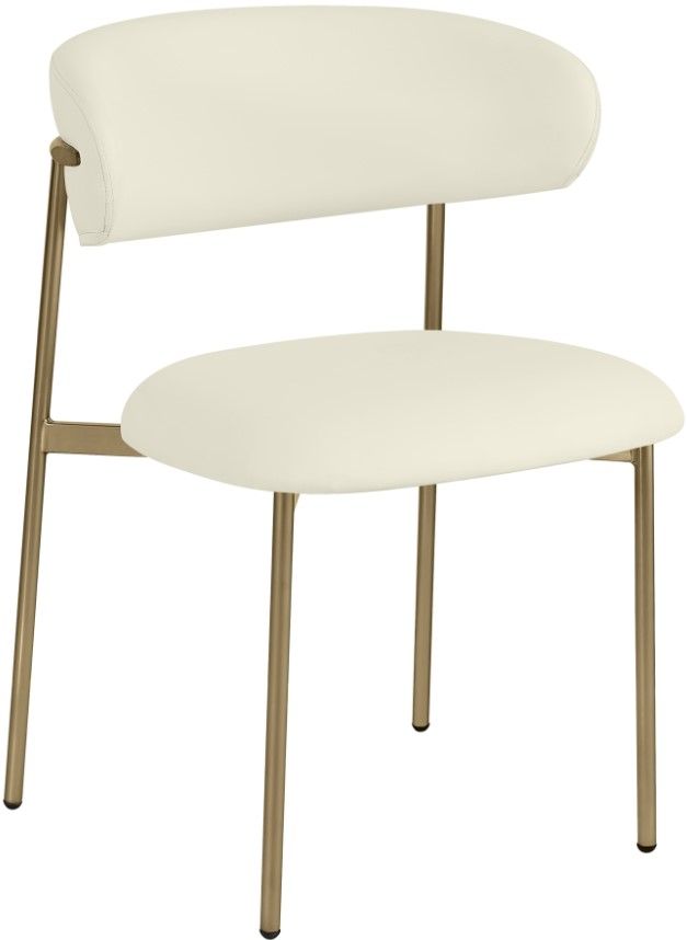 Meridian Furniture Lupita Cream/Gold Vegan Leather Dining Chair-0