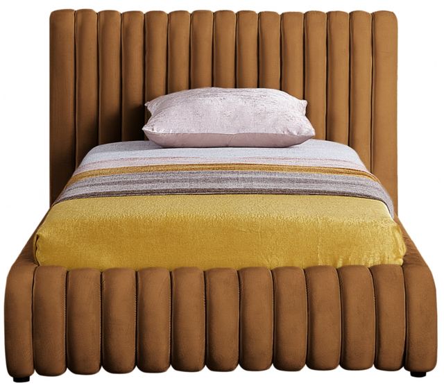 Meridian Furniture Nico Saddle Velvet Twin Upholstered Panel Bed-1