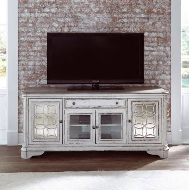 Liberty Furniture Magnolia Manor Antique White/Weathered Bark Entertainment TV Stand-1