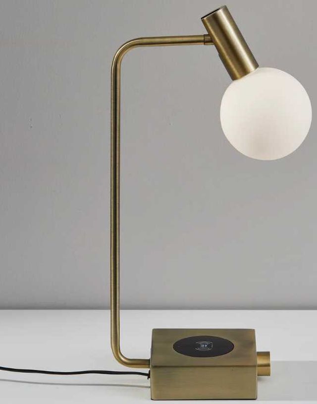 Adesso® Windsor Antique Brass Charging LED Desk Lamp-0