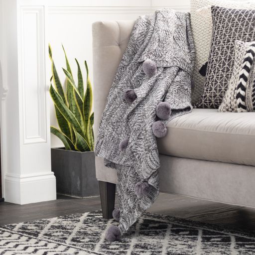 Surya Odella Charcoal 50"x60" Throw Blanket-3