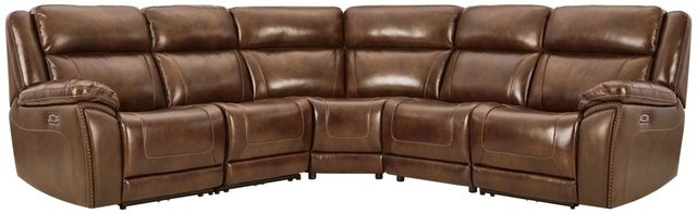 Signature Design by Ashley® Trambley 5-Piece Walnut Power Reclining Sectional-0