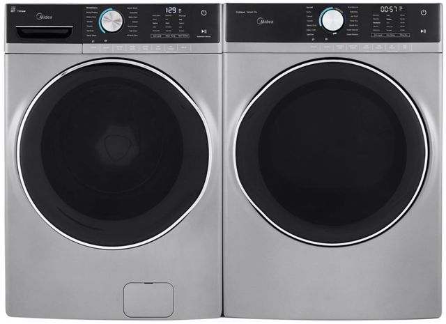 Midea® 5.2 Cu. Ft. Front Load Washer & 8.0 Cu. Ft. Gas Dryer Graphite Laundry Pair-3