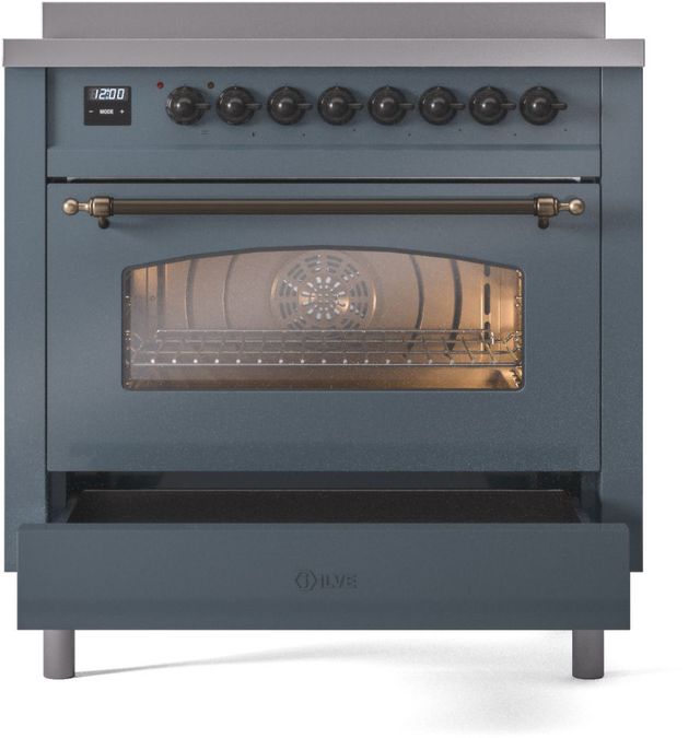 Ilve® Nostalgie II Series 36" Blue Grey Pro Style Induction Range-3