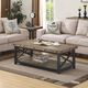 Flexsteel® Carpenter Light Brown Rectangular Coffee Table with Black Metal Frames-1