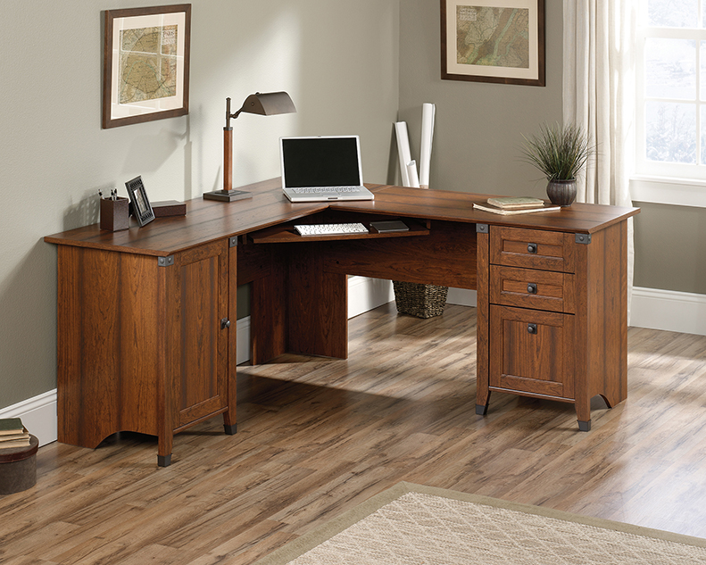 Sauder Carson Forge Washington Cherry Corner Computer Desk Economy Furniture