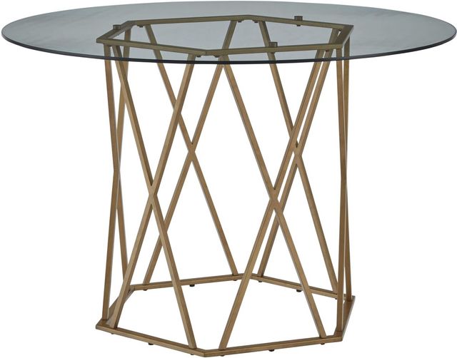 Signature Design by Ashley® Wynora Smoke Glass Dining Table With Gold Base -0