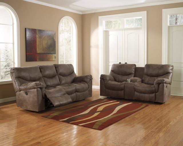 Signature Design by Ashley® Alzena Gunsmoke Double Reclining Loveseat-4