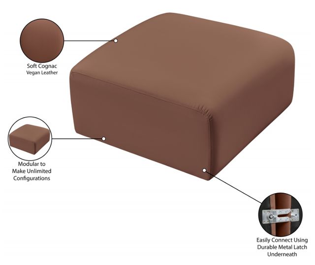 Meridian Furniture Arc Cognac Vegan Leather Ottoman-3